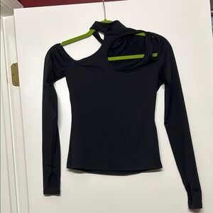 Blackmilk Matte Black Teardrop Top - Limited - Size Small - Long Sleeve Cutout